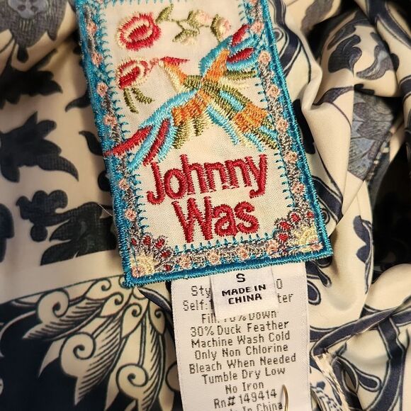 Johnny Was reversible patchwork print down puffer jacket - Picture 6 of 14